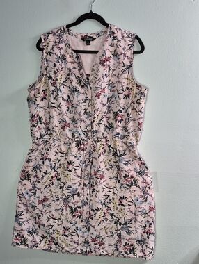 Original Penguin Light Pink Floral V-Neck Drawstring Dress